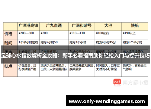 足球心水指数解析全攻略:新手必看指南助你轻松入门与提升技巧 足球心水指数解析全攻略:新手必看指南助你轻松入门与提升技巧